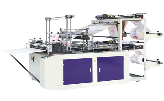 Double computer hot sealing cold cutting bag making machine